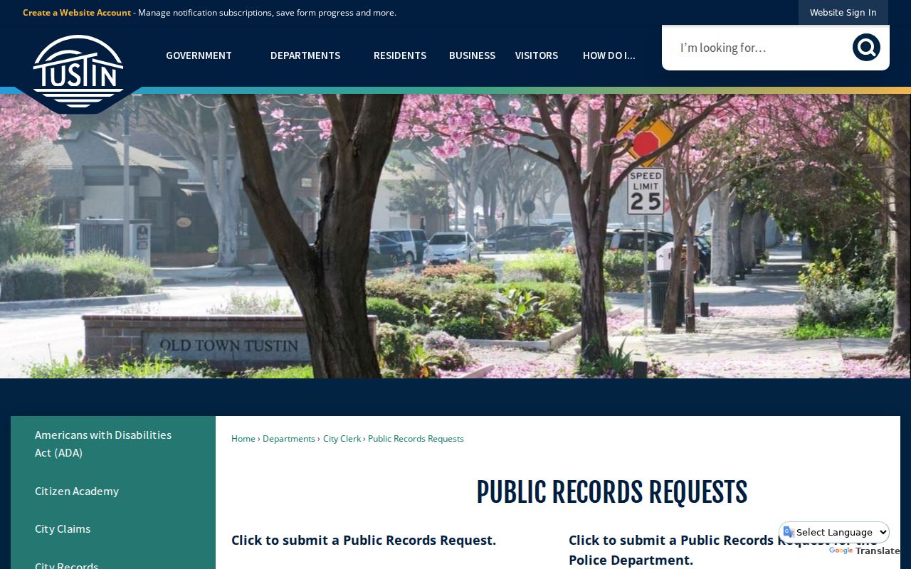 Tustin residents directory public records request form