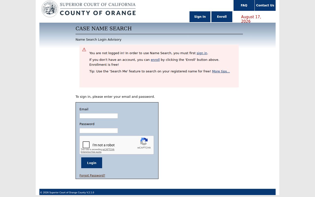 Tustin residents directory Orange County court name search