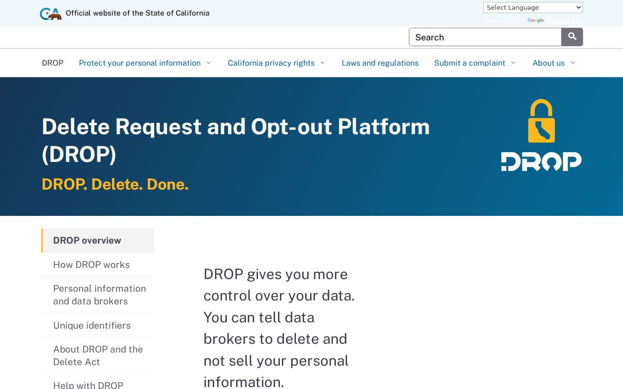 Tustin neighbors California data broker deletion portal