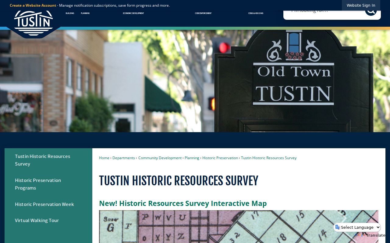Tustin previous residents historic resources property survey