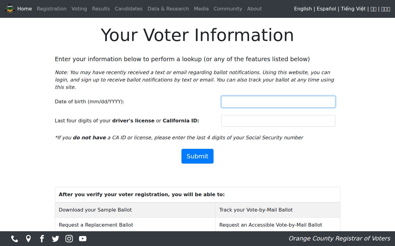 Tustin resident lookup Orange County personal voter lookup