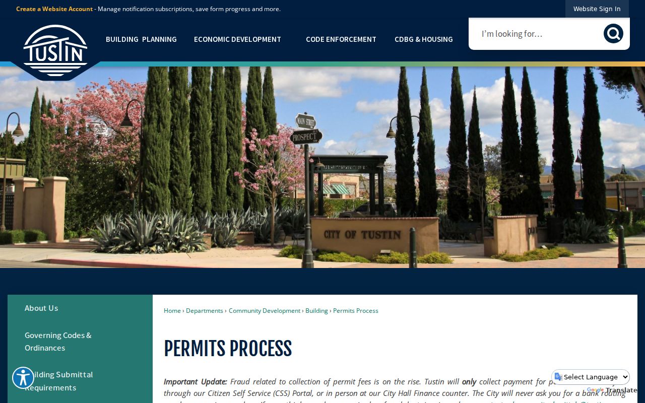 Tustin street directory city permit process and address records