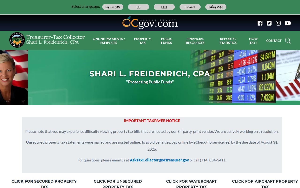 Tustin street directory Orange County property tax address search
