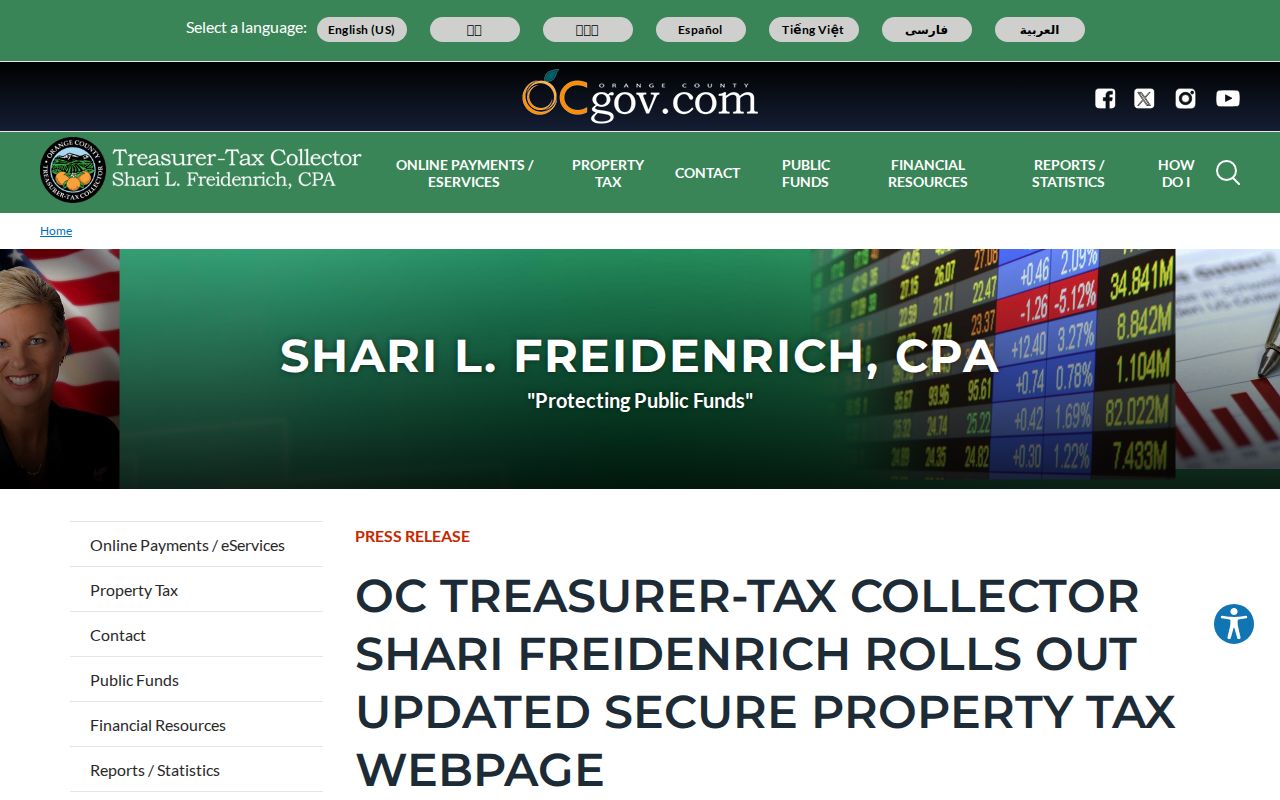 Tustin street directory Orange County property tax portal