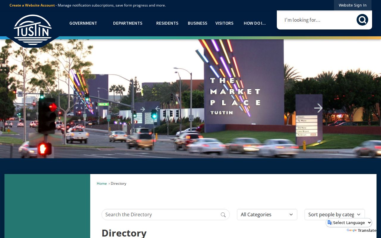 Tustin ZIP code directory city department contacts